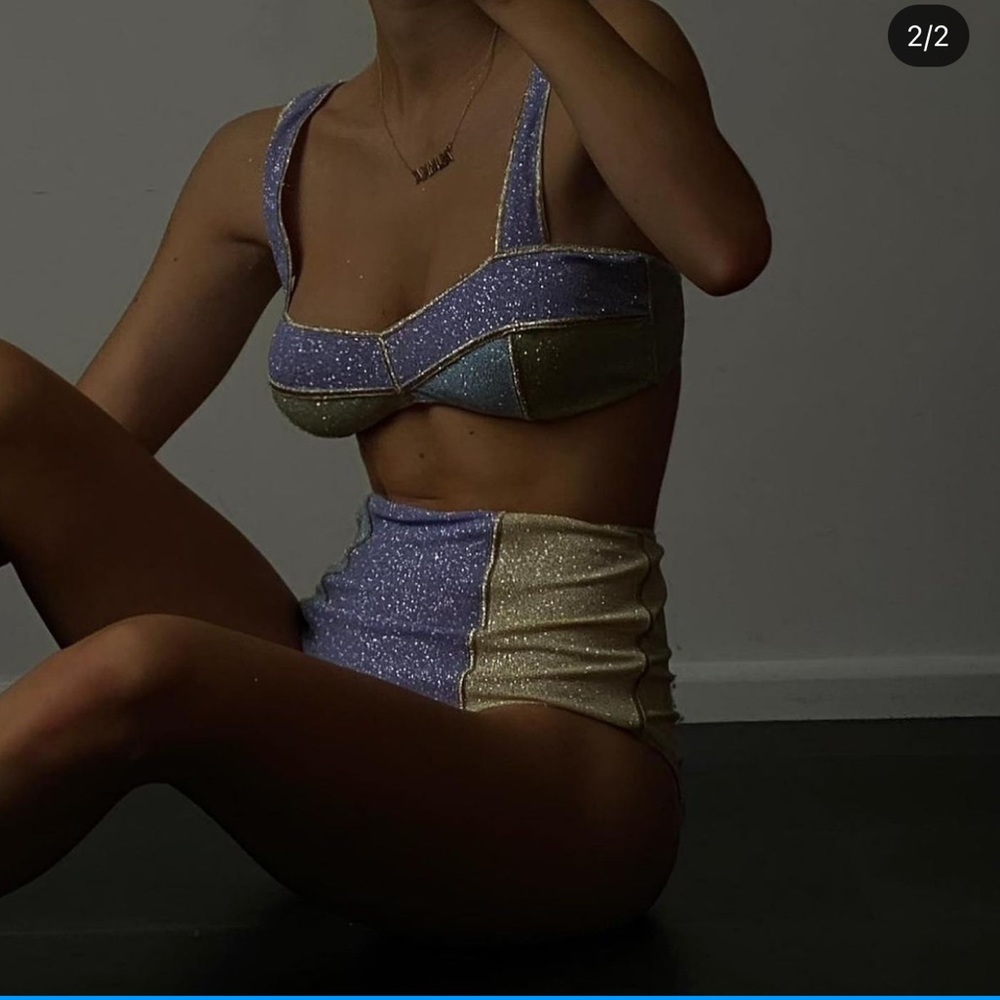 Oseree Sparkly Two Piece High Waisted Swimsuit